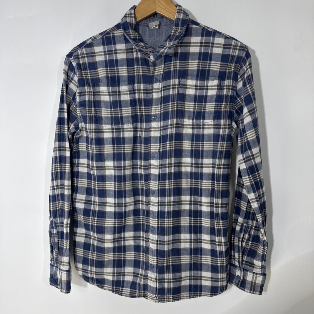 Rumi + Ryder Boys XL 16-18‎ Blue White Plaid Snap Front Flannel Shirt KBW10004
